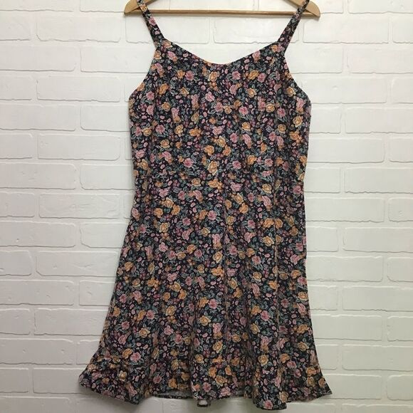 Linen blend 56% Old Navy babydoll sun dress liberty floral flowers Smock Large - Picture 10 of 10